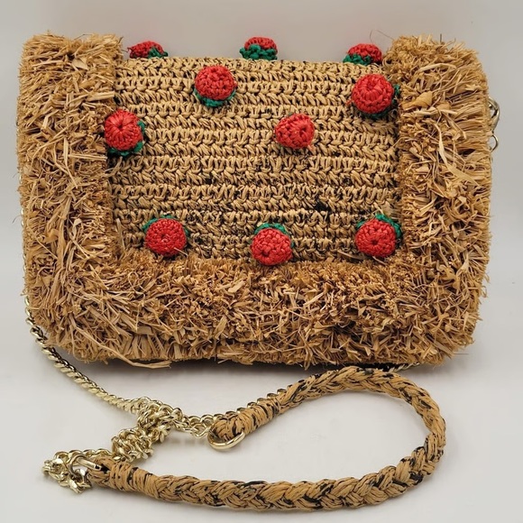Zara strawberry straw raffia clutch bag - Picture 2 of 11